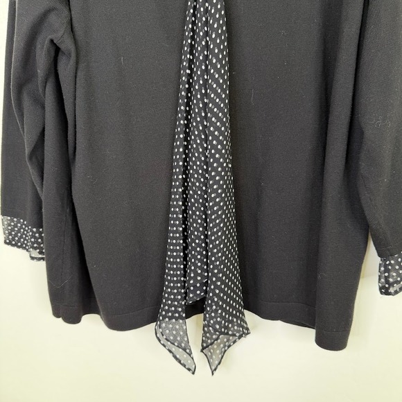 Talbots Cotton Silk Polka Dot Pullover Sweater Top Black Capsule Minimalist 3X - Picture 3 of 10